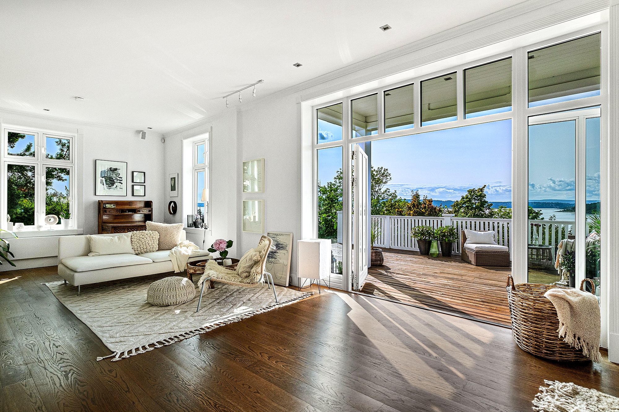 Bright, open-plan living room